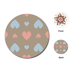 Hearts Heart Love Romantic Brown Playing Cards (round) by Sapixe