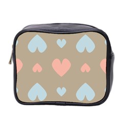 Hearts Heart Love Romantic Brown Mini Toiletries Bag (two Sides) by Sapixe