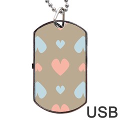 Hearts Heart Love Romantic Brown Dog Tag Usb Flash (two Sides) by Sapixe