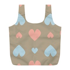 Hearts Heart Love Romantic Brown Full Print Recycle Bag (l)