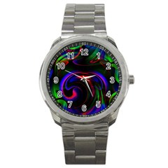 Swirl Background Design Colorful Sport Metal Watch by Sapixe