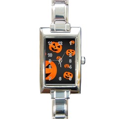 Halloween Pumpkin Autumn Fall Rectangle Italian Charm Watch by Sapixe