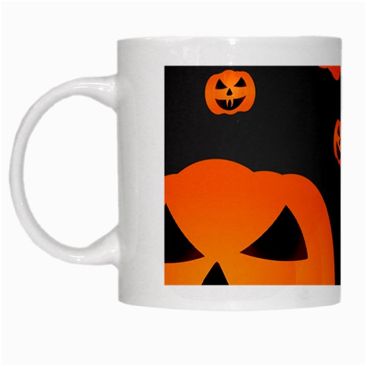 Halloween Pumpkin Autumn Fall White Mugs