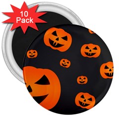 Halloween Pumpkin Autumn Fall 3  Magnets (10 pack) 