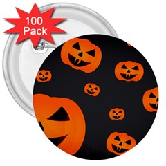 Halloween Pumpkin Autumn Fall 3  Buttons (100 pack) 