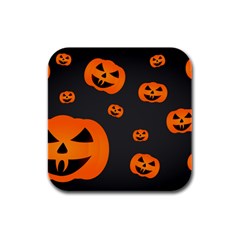 Halloween Pumpkin Autumn Fall Rubber Square Coaster (4 pack) 