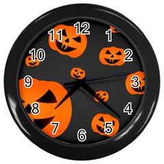 Halloween Pumpkin Autumn Fall Wall Clock (Black)