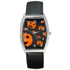 Halloween Pumpkin Autumn Fall Barrel Style Metal Watch