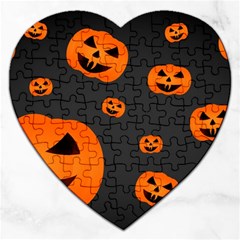 Halloween Pumpkin Autumn Fall Jigsaw Puzzle (heart) by Sapixe