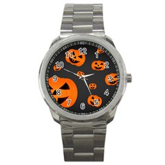 Halloween Pumpkin Autumn Fall Sport Metal Watch