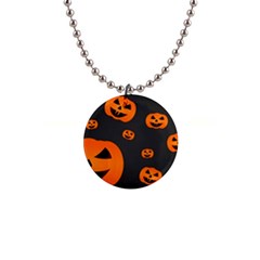 Halloween Pumpkin Autumn Fall 1  Button Necklace by Sapixe