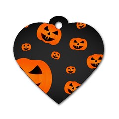 Halloween Pumpkin Autumn Fall Dog Tag Heart (One Side)