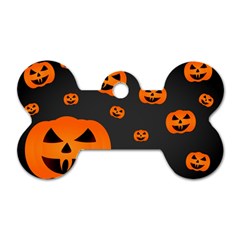 Halloween Pumpkin Autumn Fall Dog Tag Bone (Two Sides)