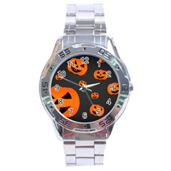 Halloween Pumpkin Autumn Fall Stainless Steel Analogue Watch