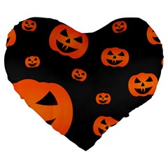 Halloween Pumpkin Autumn Fall Large 19  Premium Heart Shape Cushions