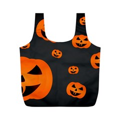 Halloween Pumpkin Autumn Fall Full Print Recycle Bag (m) by Sapixe