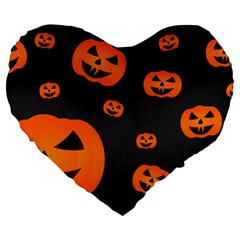 Halloween Pumpkin Autumn Fall Large 19  Premium Flano Heart Shape Cushions