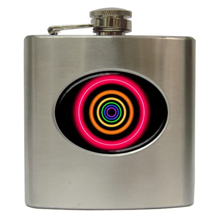 Neon Light Abstract Pattern Lines Hip Flask (6 oz)