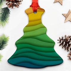 Background Waves Wave Texture Christmas Tree Ornament (two Sides) by Sapixe