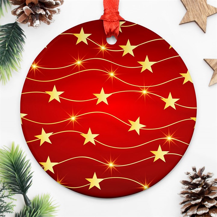 Stars Background Christmas Decoration Round Ornament (Two Sides)