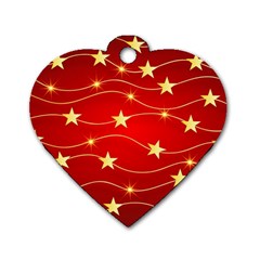 Stars Background Christmas Decoration Dog Tag Heart (one Side) by Sapixe