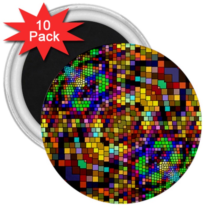 Color Mosaic Background Wall 3  Magnets (10 pack) 