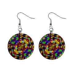 Color Mosaic Background Wall Mini Button Earrings by Sapixe