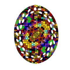 Color Mosaic Background Wall Oval Filigree Ornament (two Sides)