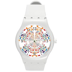 Wallpaper Pattern Colorful Color Round Plastic Sport Watch (m) by Sapixe