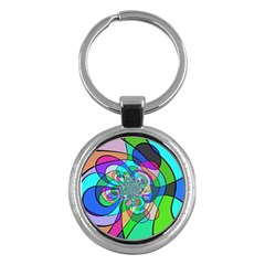 Retro Wave Background Pattern Key Chains (round)  by Sapixe