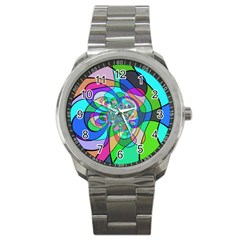 Retro Wave Background Pattern Sport Metal Watch by Sapixe