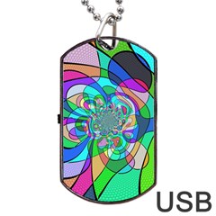 Retro Wave Background Pattern Dog Tag Usb Flash (two Sides) by Sapixe