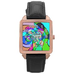 Retro Wave Background Pattern Rose Gold Leather Watch  by Sapixe