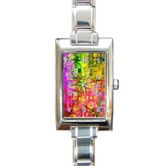 Color Abstract Artifact Pixel Rectangle Italian Charm Watch