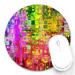 Color Abstract Artifact Pixel Round Mousepads