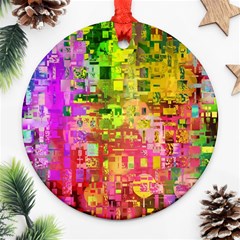 Color Abstract Artifact Pixel Ornament (Round)