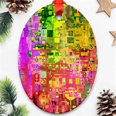 Color Abstract Artifact Pixel Ornament (Oval)