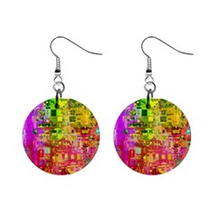 Color Abstract Artifact Pixel Mini Button Earrings