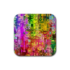 Color Abstract Artifact Pixel Rubber Coaster (Square) 