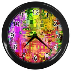 Color Abstract Artifact Pixel Wall Clock (Black)