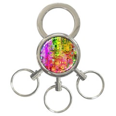 Color Abstract Artifact Pixel 3-Ring Key Chains