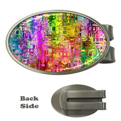 Color Abstract Artifact Pixel Money Clips (Oval) 