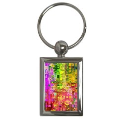 Color Abstract Artifact Pixel Key Chains (Rectangle) 