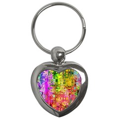 Color Abstract Artifact Pixel Key Chains (Heart) 