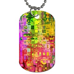 Color Abstract Artifact Pixel Dog Tag (One Side)