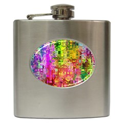 Color Abstract Artifact Pixel Hip Flask (6 oz)