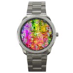 Color Abstract Artifact Pixel Sport Metal Watch Front