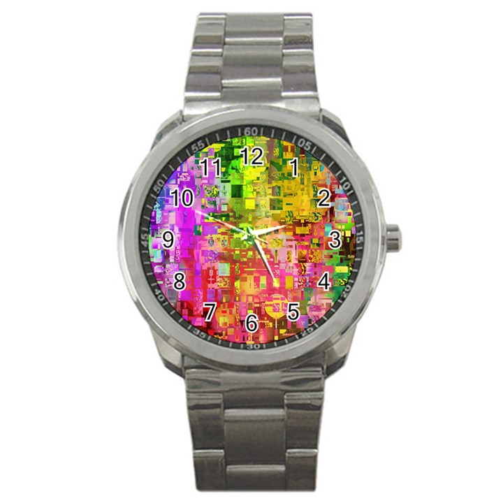 Color Abstract Artifact Pixel Sport Metal Watch