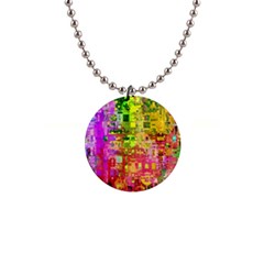 Color Abstract Artifact Pixel 1  Button Necklace