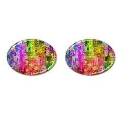 Color Abstract Artifact Pixel Cufflinks (Oval)